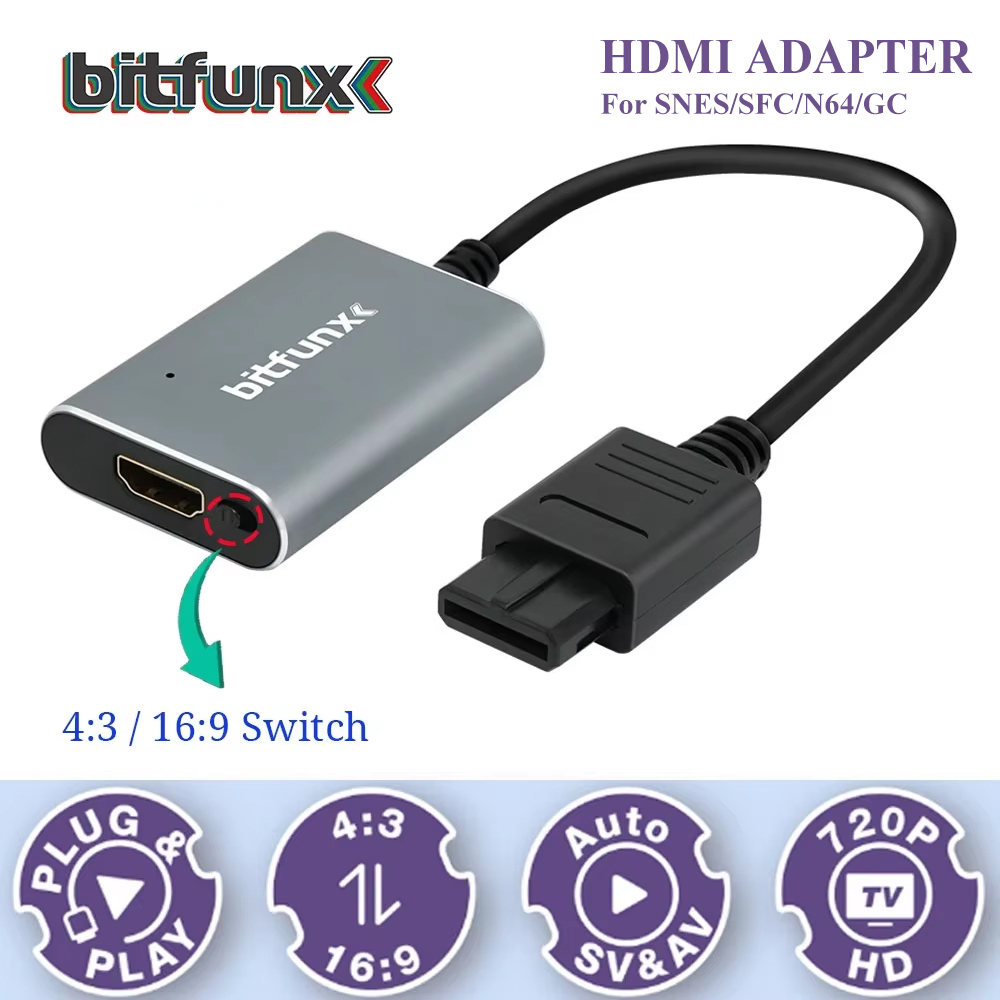Retro Gaming Box - Bitfunx 720P Adattatore Svideo/AV a HDMI,