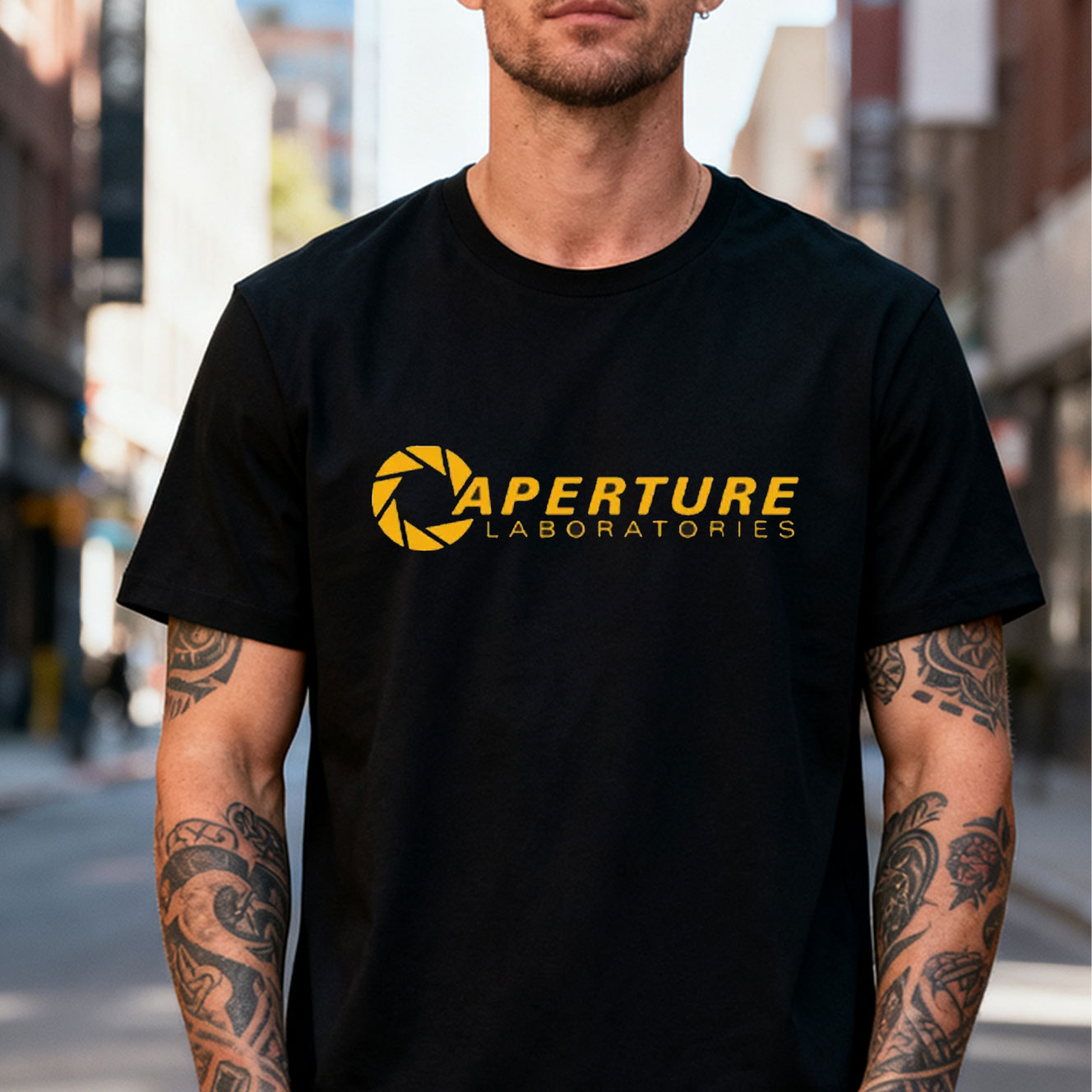 Retro Gaming Logo - T-shirt in cotone da uomo Aperture